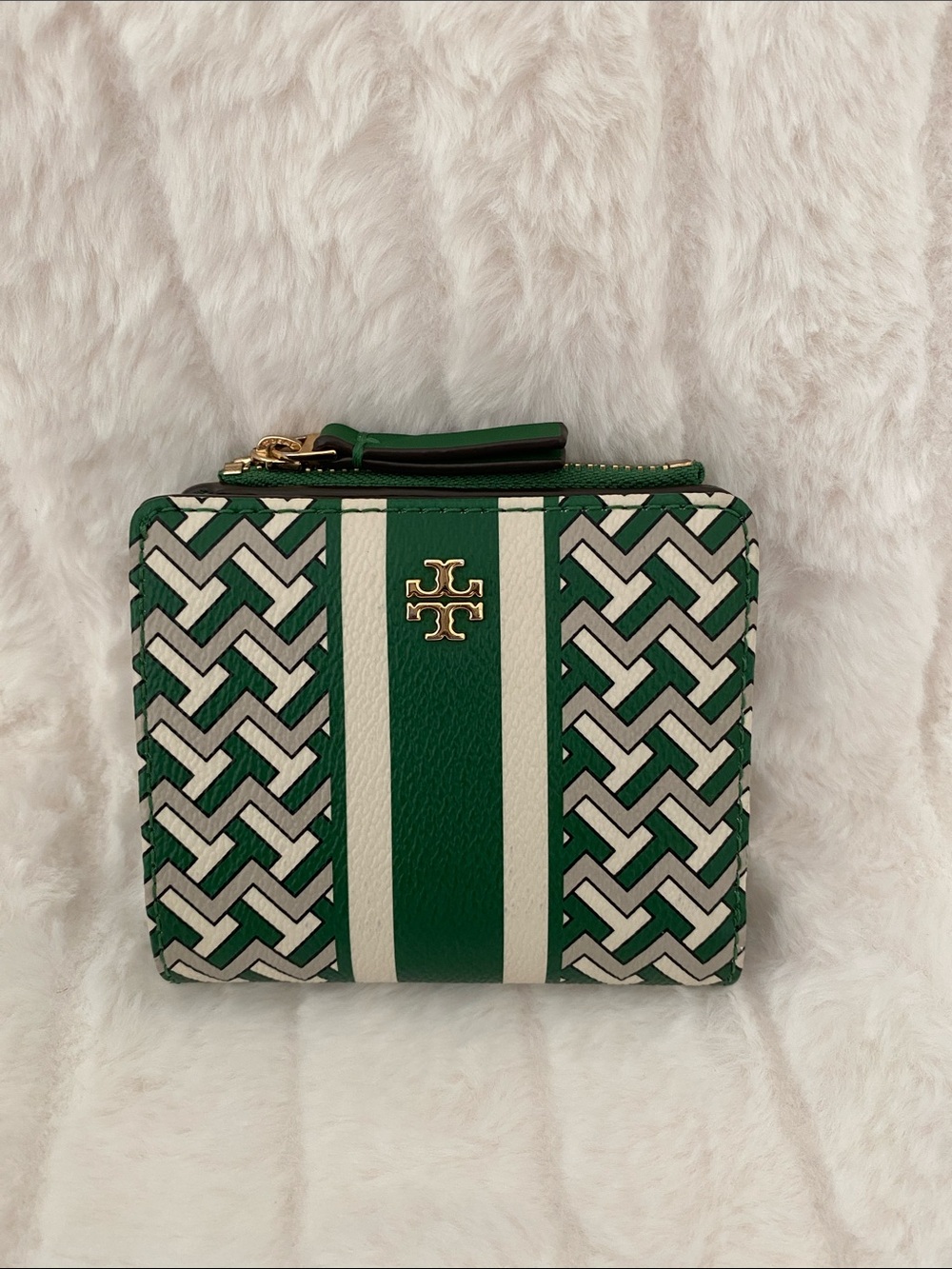 Tory Burch T Zag Zip Mini Wallet in Emerald Green